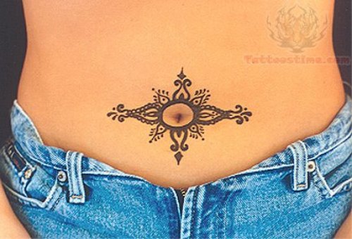 Henna Belly Button Tattoo For Girls